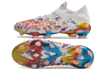 Unisex Adidas Predator Freak.1 Low FG Firm Ground High-Tops Football Boots - White/Blue/Orange/Gold