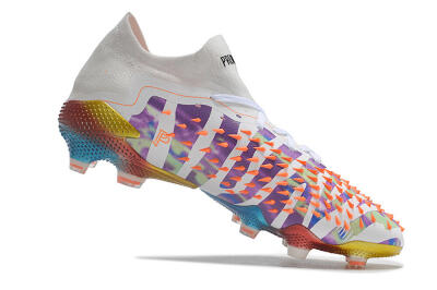 Unisex Adidas Predator Freak.1 Low FG Firm Ground High-Tops Football Boots - White/Blue/Orange/Gold