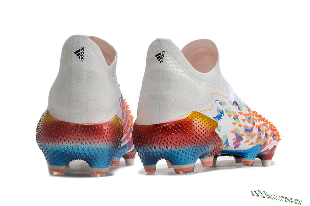 Unisex Adidas Predator Freak.1 Low FG Firm Ground High-Tops Football Boots - White/Blue/Orange/Gold 6