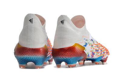 Unisex Adidas Predator Freak.1 Low FG Firm Ground High-Tops Football Boots - White/Blue/Orange/Gold