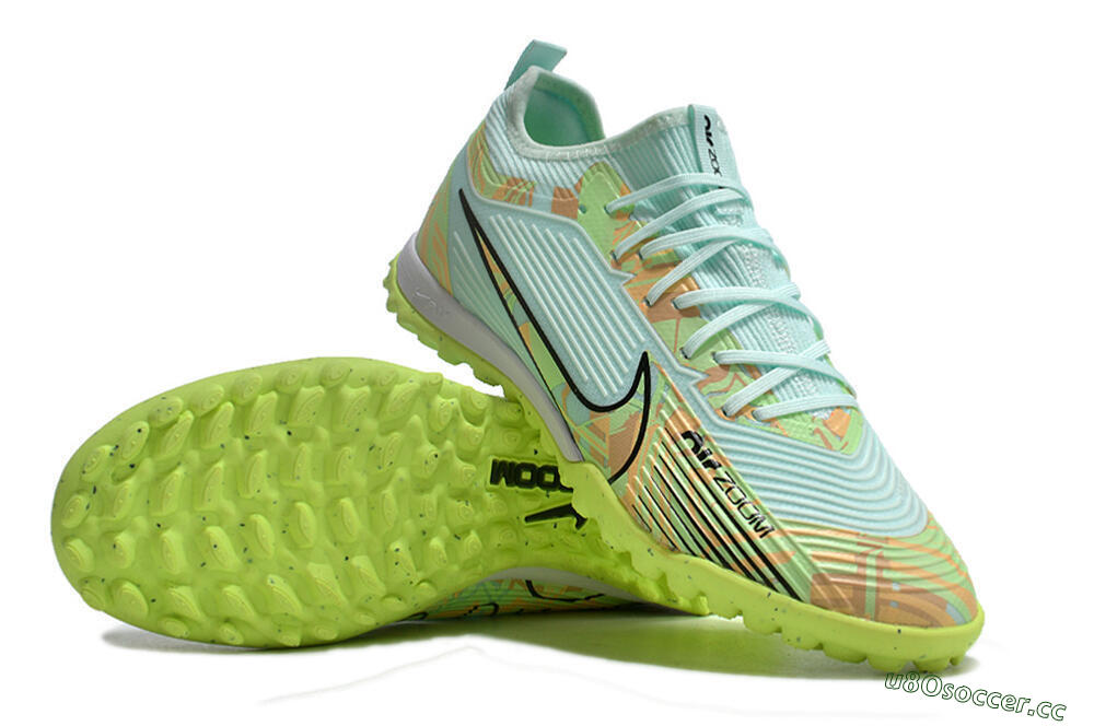 Unisex Nike Air Zoom Mercurial Vapor 15 Pro TF Artificial Turf Low-Tops Football Shoes - Jade/Yellow/Black 3