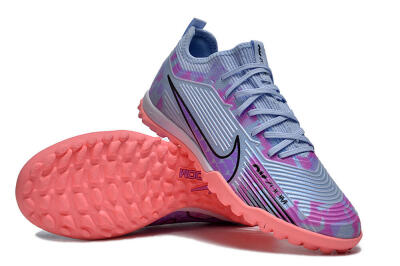 Unisex Nike Air Zoom Mercurial Vapor 15 Pro TF Artificial Turf Low-Tops Football Shoes - Silver/Purple/Red