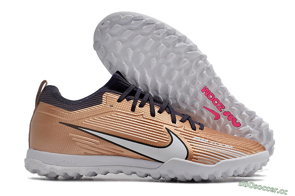 Unisex Nike Air Zoom Mercurial Vapor 15 Pro TF Artificial Turf Low-Tops Football Shoes - Rose Gold/Black/White 2
