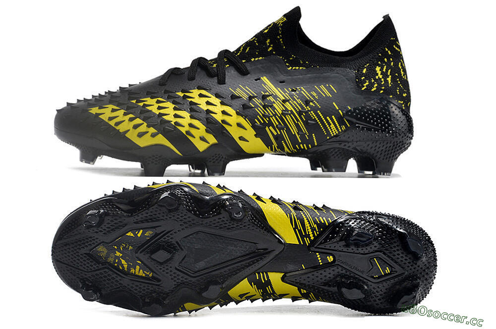 Unisex Adidas Predator Freak.1 Low FG Firm Ground Low-Tops Football Boots - Black/Yellow 1