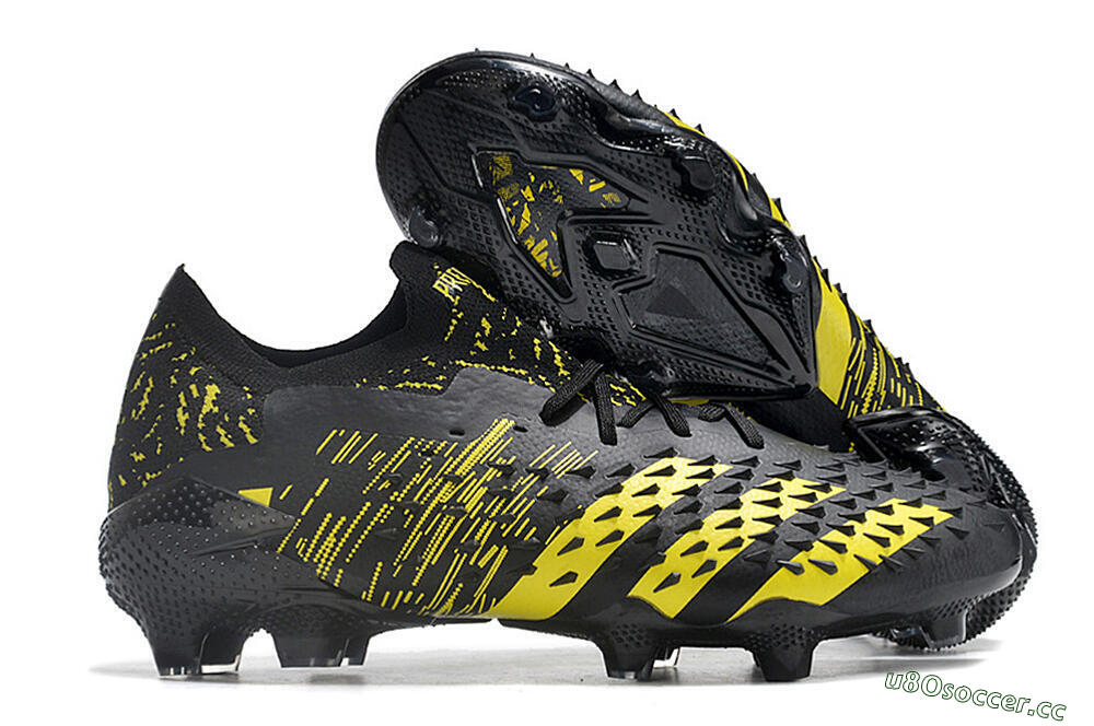 Unisex Adidas Predator Freak.1 Low FG Firm Ground Low-Tops Football Boots - Black/Yellow 2