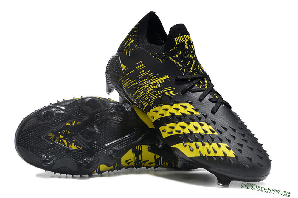 Unisex Adidas Predator Freak.1 Low FG Firm Ground Low-Tops Football Boots - Black/Yellow 3