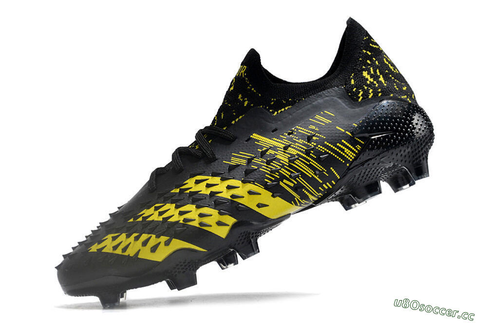 Unisex Adidas Predator Freak.1 Low FG Firm Ground Low-Tops Football Boots - Black/Yellow 5