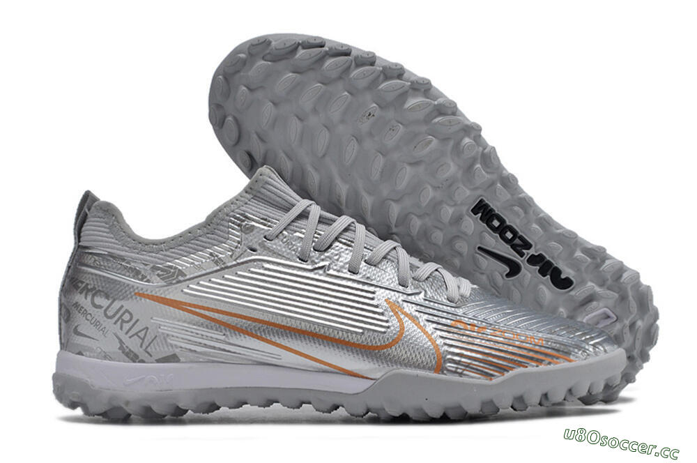 Unisex Nike Air Zoom Mercurial Vapor 15 Pro TF Artificial Turf Low-Tops Football Shoes - Silver/Gold/Black 2