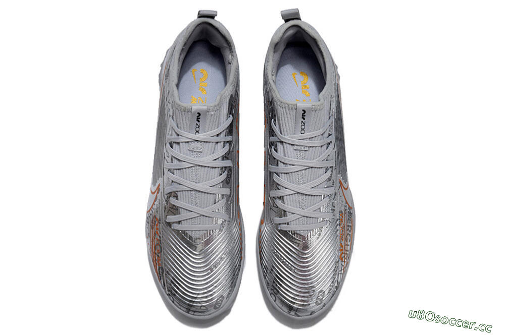 Unisex Nike Air Zoom Mercurial Vapor 15 Pro TF Artificial Turf Low-Tops Football Shoes - Silver/Gold/Black 4
