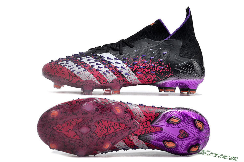 Unisex Adidas Predator Freak.1 FG Firm Ground High-Tops Football Boots - Black/Pink/Purple/Gold 1