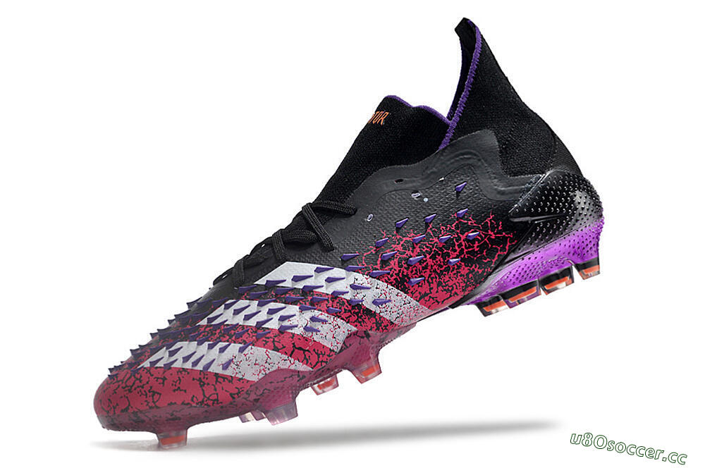 Unisex Adidas Predator Freak.1 FG Firm Ground High-Tops Football Boots - Black/Pink/Purple/Gold 5