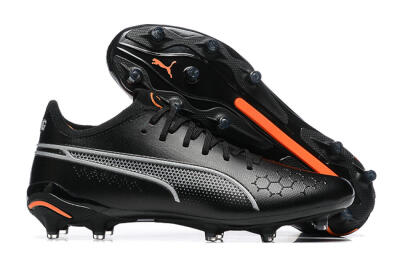 Men's Puma King Ultimate Icon MG Multi Ground Low-Tops Football Boots - Black/Silver/Orange