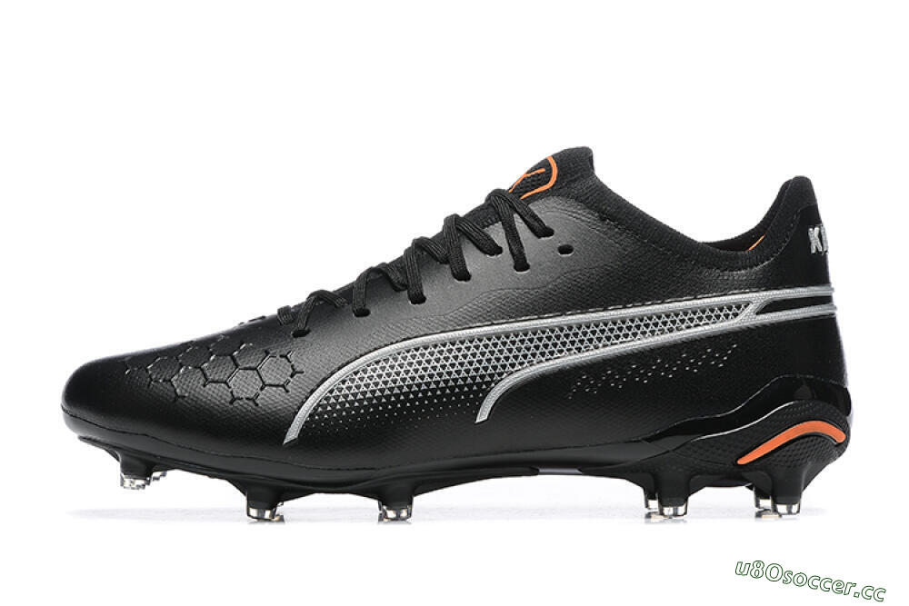 Men's Puma King Ultimate Icon MG Multi Ground Low-Tops Football Boots - Black/Silver/Orange 0