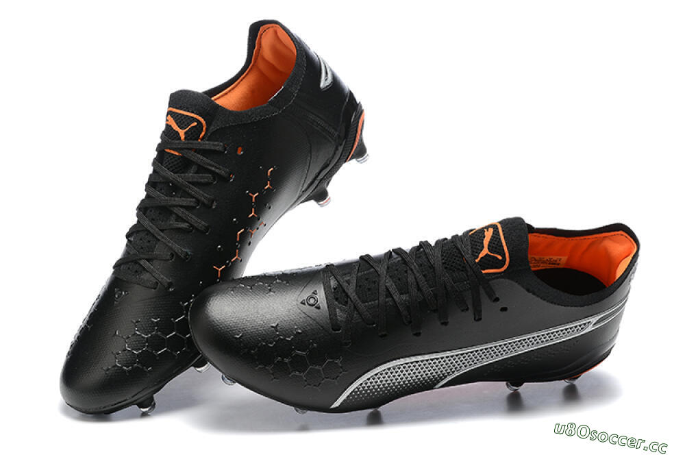 Men's Puma King Ultimate Icon MG Multi Ground Low-Tops Football Boots - Black/Silver/Orange 6