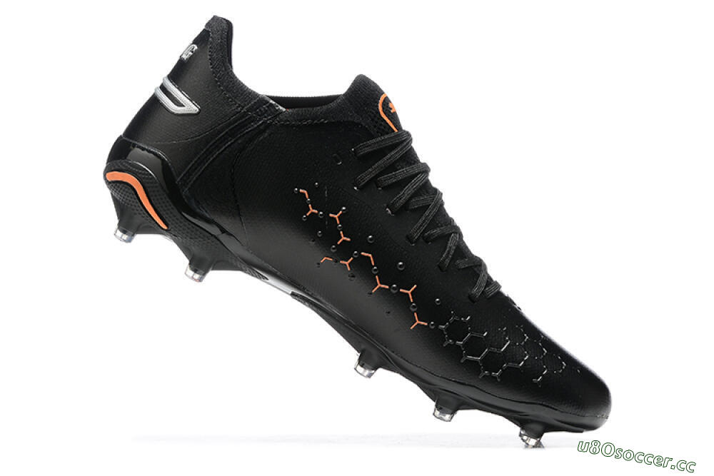 Men's Puma King Ultimate Icon MG Multi Ground Low-Tops Football Boots - Black/Silver/Orange 7