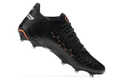 Men's Puma King Ultimate Icon MG Multi Ground Low-Tops Football Boots - Black/Silver/Orange