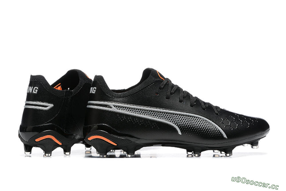 Men's Puma King Ultimate Icon MG Multi Ground Low-Tops Football Boots - Black/Silver/Orange 9