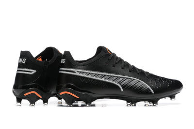 Men's Puma King Ultimate Icon MG Multi Ground Low-Tops Football Boots - Black/Silver/Orange