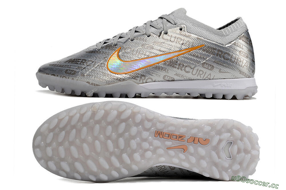 Unisex Nike Air Zoom Mercurial Vapor 15 Elite TF Artificial Turf Low-Tops Football Shoes - Silver/Gold 1