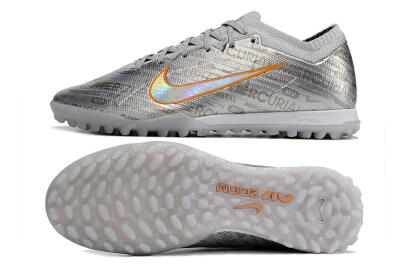 Unisex Nike Air Zoom Mercurial Vapor 15 Elite TF Artificial Turf Low-Tops Football Shoes - Silver/Gold