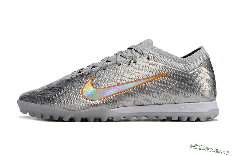Unisex Nike Air Zoom Mercurial Vapor 15 Elite TF Artificial Turf Low-Tops Football Shoes - Silver/Gold 0