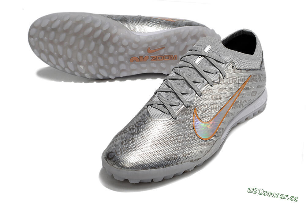 Unisex Nike Air Zoom Mercurial Vapor 15 Elite TF Artificial Turf Low-Tops Football Shoes - Silver/Gold 3