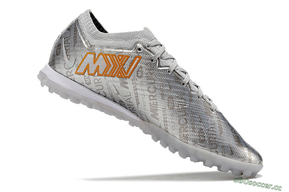 Unisex Nike Air Zoom Mercurial Vapor 15 Elite TF Artificial Turf Low-Tops Football Shoes - Silver/Gold 4
