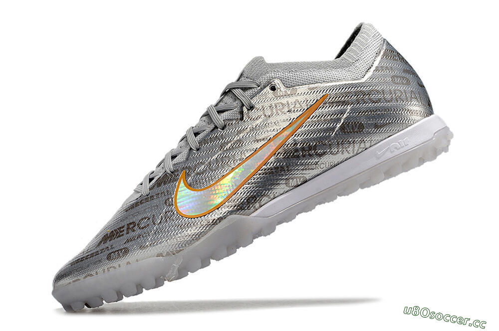 Unisex Nike Air Zoom Mercurial Vapor 15 Elite TF Artificial Turf Low-Tops Football Shoes - Silver/Gold 5