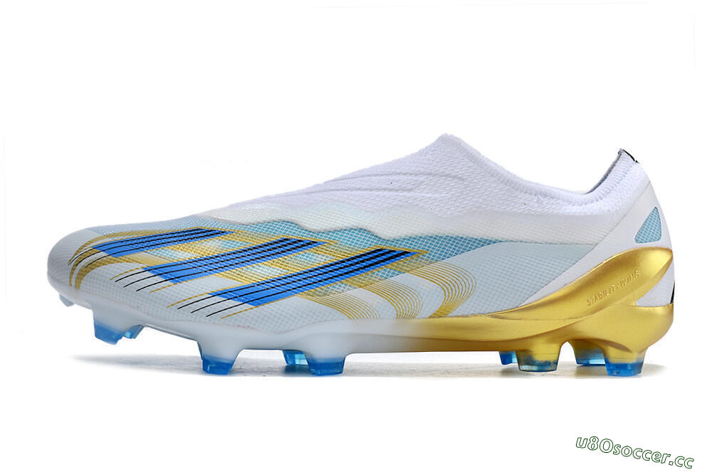 Men's Adidas X Crazyfast.1 FG Firm Ground Low-Tops Football Boots - White/Blue/Gold 0