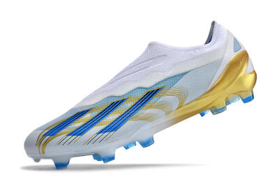 Men's Adidas X Crazyfast.1 FG Firm Ground Low-Tops Football Boots - White/Blue/Gold