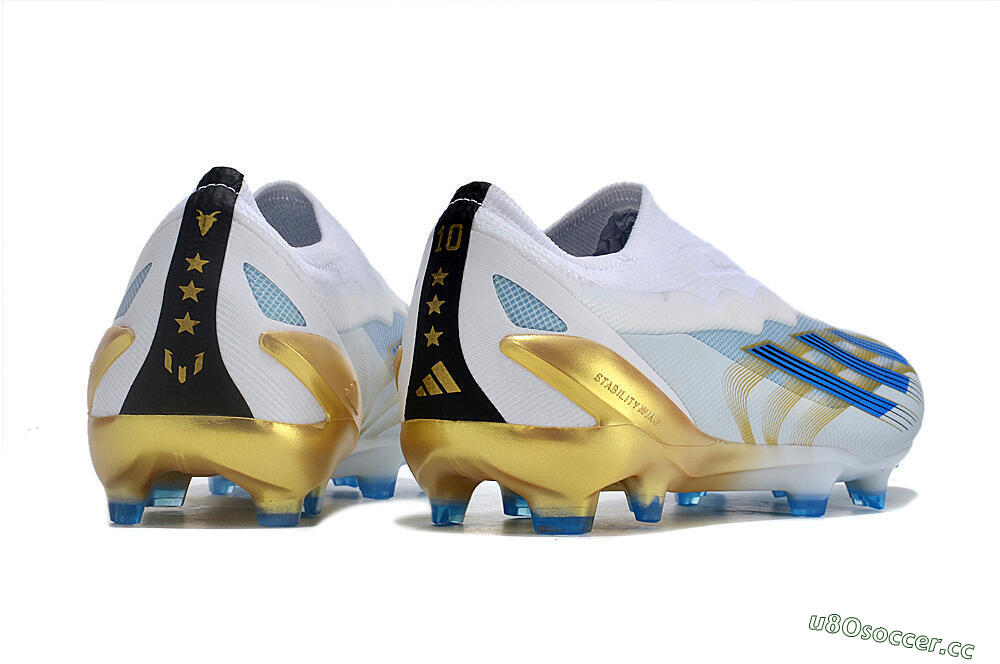 Men's Adidas X Crazyfast.1 FG Firm Ground Low-Tops Football Boots - White/Blue/Gold 6