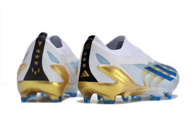 Men's Adidas X Crazyfast.1 FG Firm Ground Low-Tops Football Boots - White/Blue/Gold