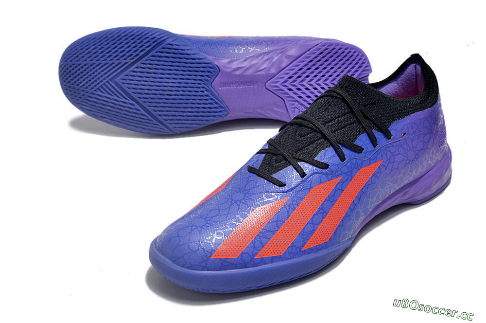 Men's Adidas X Crazyfast.1 IC Indoor & Futsal Low-Tops Football Shoes - Blue/Red/Purple 3