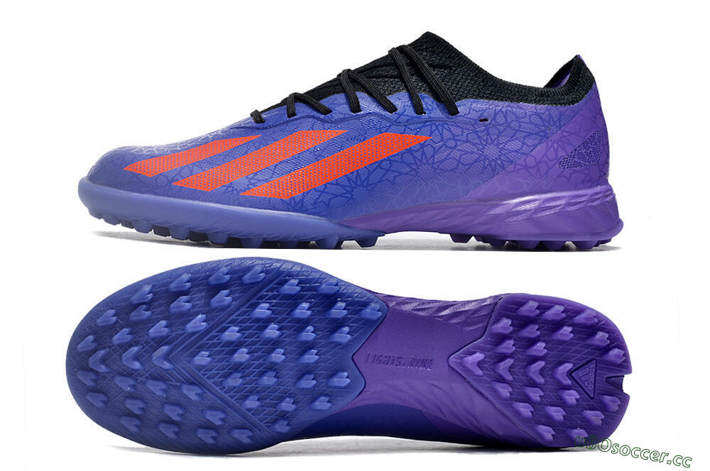 Men's Adidas X Crazyfast.1 TF Artificial Turf Low-Tops Football Shoes - Blue/Red/Purple 1