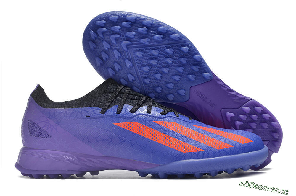 Men's Adidas X Crazyfast.1 TF Artificial Turf Low-Tops Football Shoes - Blue/Red/Purple 2