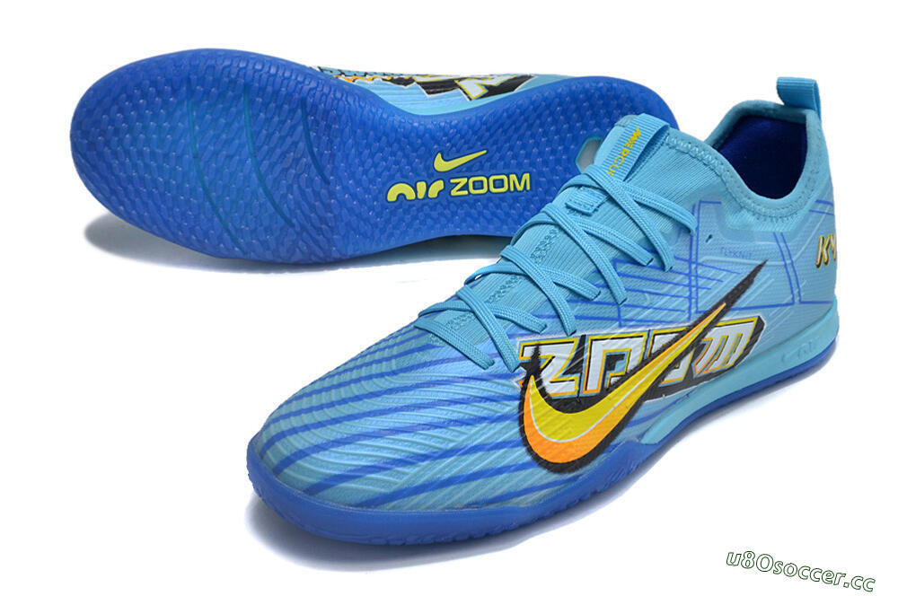 Men's Nike Air Zoom Mercurial Vapor 15 Elite IC Indoor & Futsal Low-Tops Football Shoes - Blue/Yellow/Orange/White 3