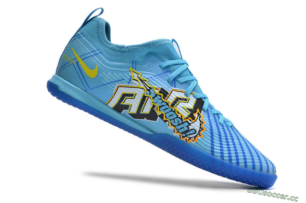 Men's Nike Air Zoom Mercurial Vapor 15 Elite IC Indoor & Futsal Low-Tops Football Shoes - Blue/Yellow/Orange/White 4