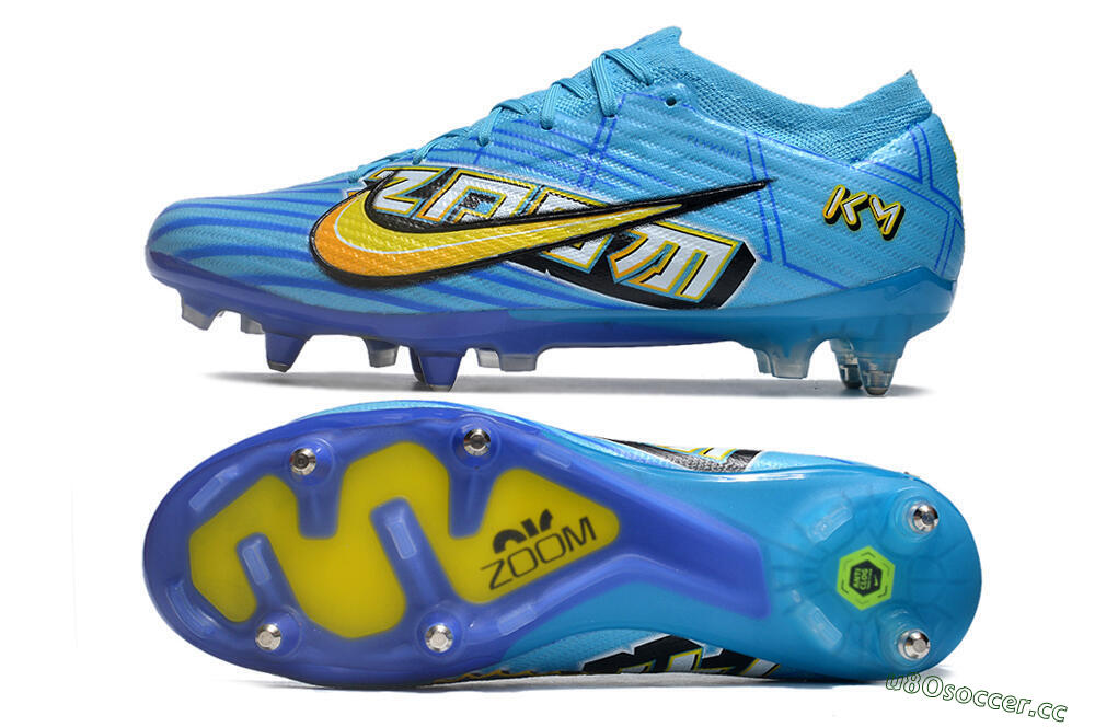 Men's Nike Air Zoom Mercurial Vapor 15 Elite SG Soft Ground Low-Tops Football Boots - Blue/Yellow/Orange/White 1