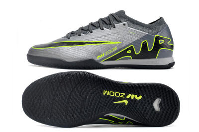 Men's Nike Air Zoom Mercurial Vapor 15 Elite IC Indoor & Futsal Low-Tops Football Shoes - Silver/Grey/Black/Green