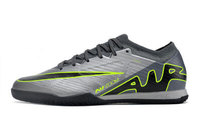 Men's Nike Air Zoom Mercurial Vapor 15 Elite IC Indoor & Futsal Low-Tops Football Shoes - Silver/Grey/Black/Green