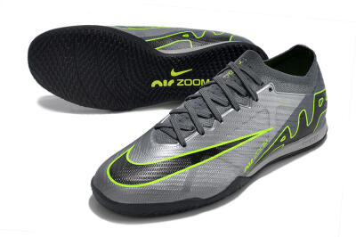 Men's Nike Air Zoom Mercurial Vapor 15 Elite IC Indoor & Futsal Low-Tops Football Shoes - Silver/Grey/Black/Green