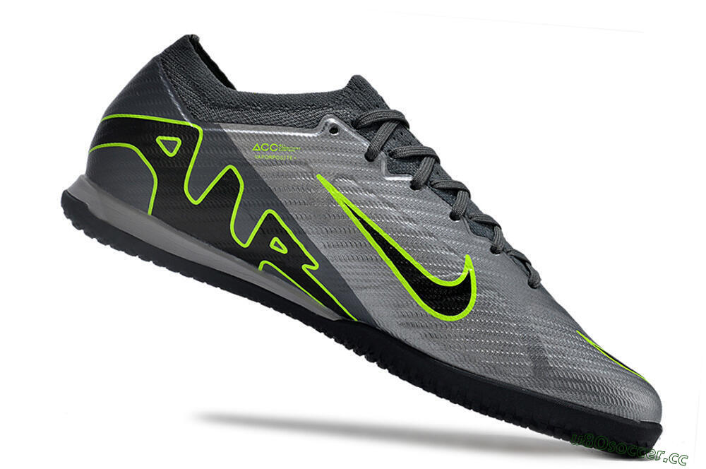 Men's Nike Air Zoom Mercurial Vapor 15 Elite IC Indoor & Futsal Low-Tops Football Shoes - Silver/Grey/Black/Green 4