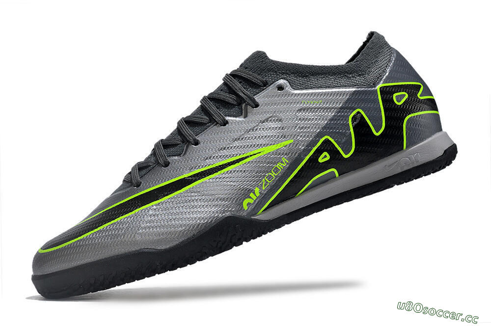 Men's Nike Air Zoom Mercurial Vapor 15 Elite IC Indoor & Futsal Low-Tops Football Shoes - Silver/Grey/Black/Green 5