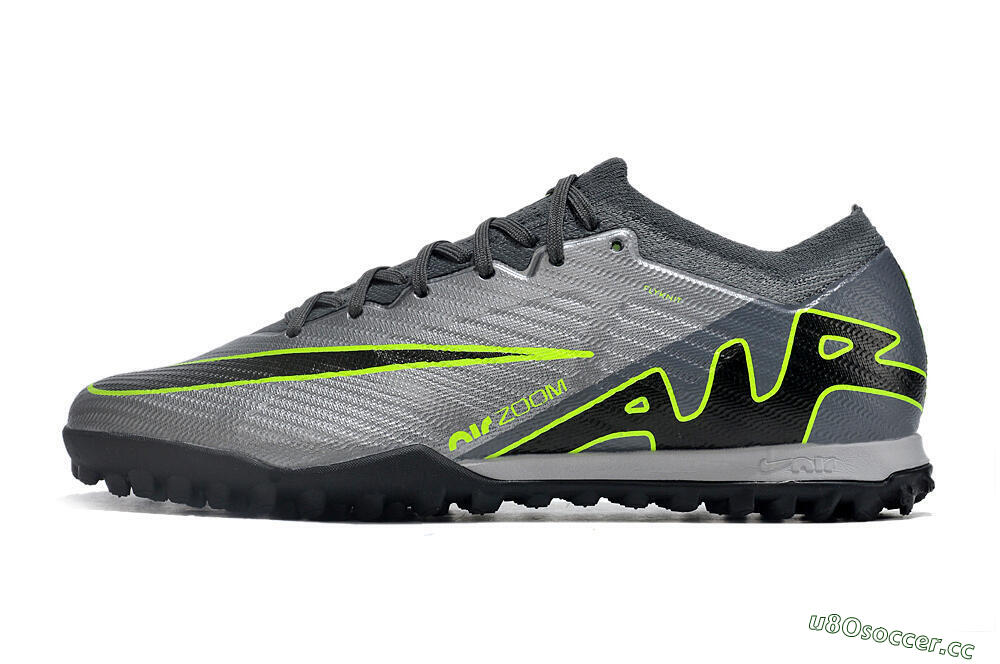 Men's Nike Air Zoom Mercurial Vapor 15 Elite TF Artificial Turf Low-Tops Football Shoes - Silver/Grey/Black/Green 0