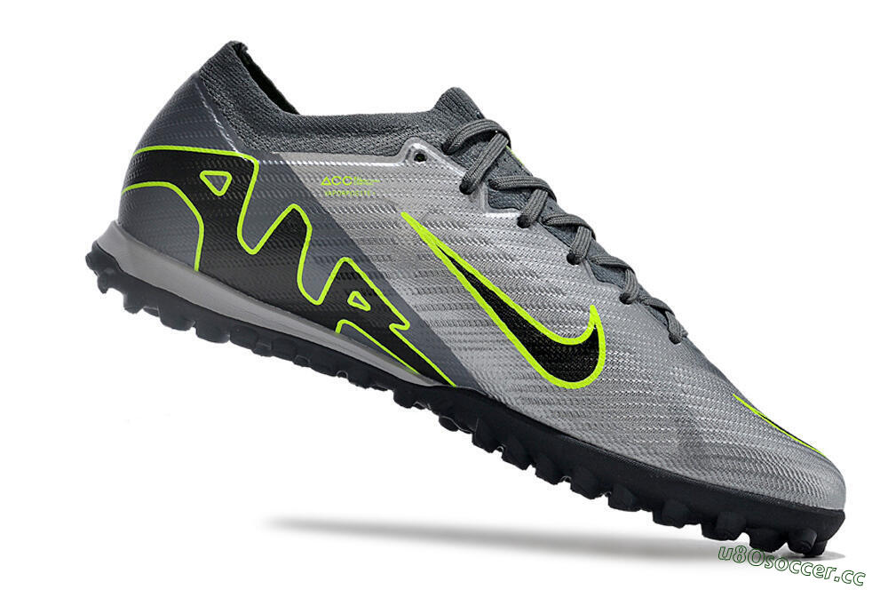 Men's Nike Air Zoom Mercurial Vapor 15 Elite TF Artificial Turf Low-Tops Football Shoes - Silver/Grey/Black/Green 4