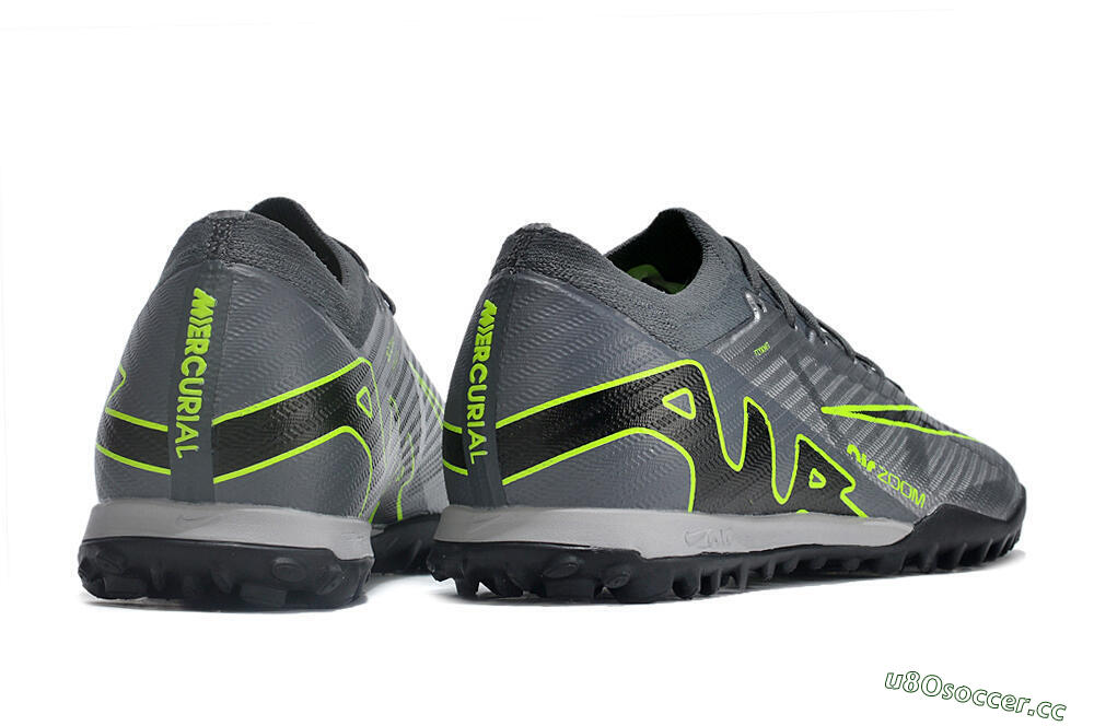 Men's Nike Air Zoom Mercurial Vapor 15 Elite TF Artificial Turf Low-Tops Football Shoes - Silver/Grey/Black/Green 6