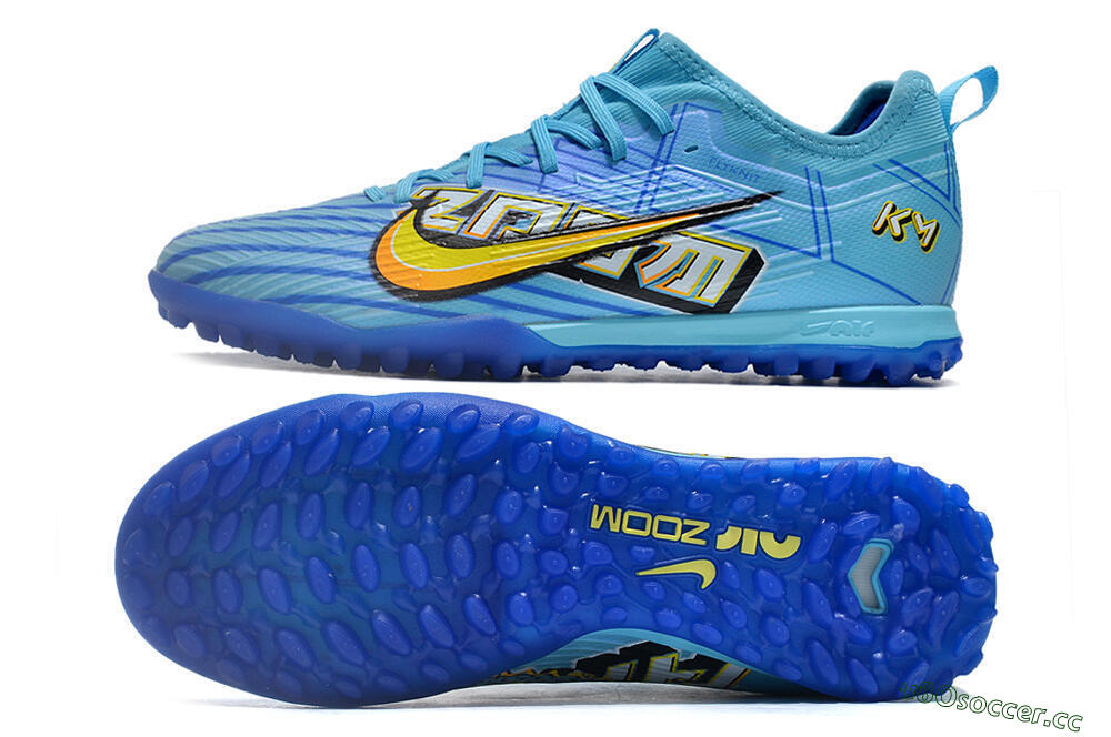 Men's Nike Air Zoom Mercurial Vapor 15 Pro TF Artificial Turf Low-Tops Football Shoes - Blue/Yellow/Orange/White 1