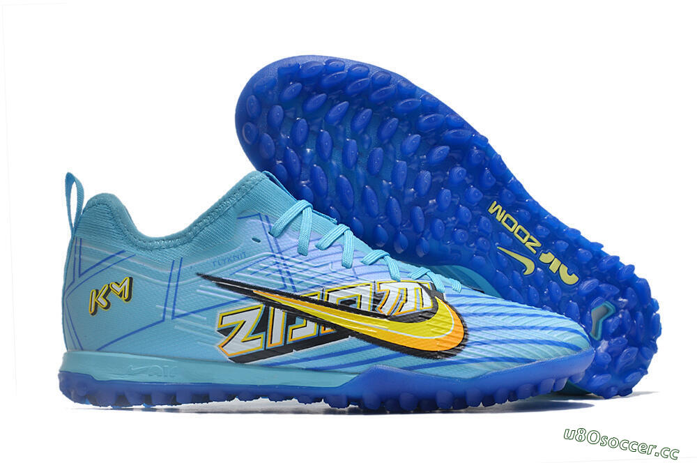 Men's Nike Air Zoom Mercurial Vapor 15 Pro TF Artificial Turf Low-Tops Football Shoes - Blue/Yellow/Orange/White 2