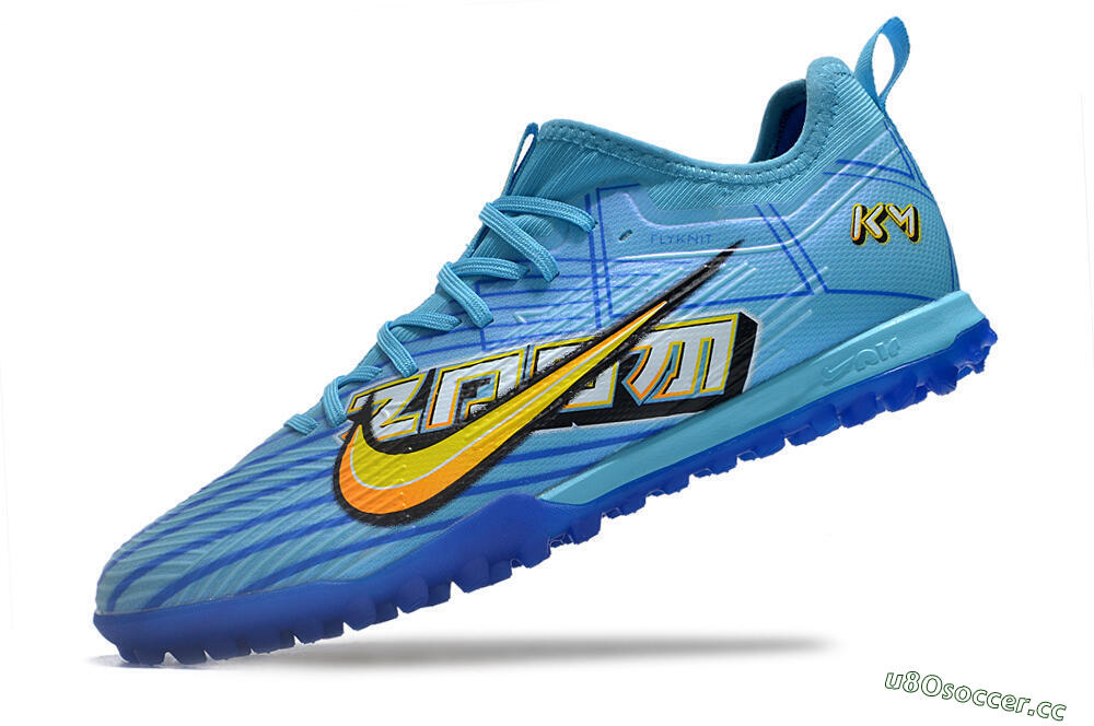 Men's Nike Air Zoom Mercurial Vapor 15 Pro TF Artificial Turf Low-Tops Football Shoes - Blue/Yellow/Orange/White 5