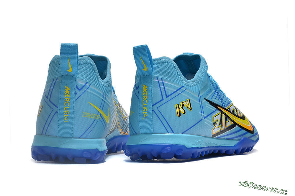 Men's Nike Air Zoom Mercurial Vapor 15 Pro TF Artificial Turf Low-Tops Football Shoes - Blue/Yellow/Orange/White 6